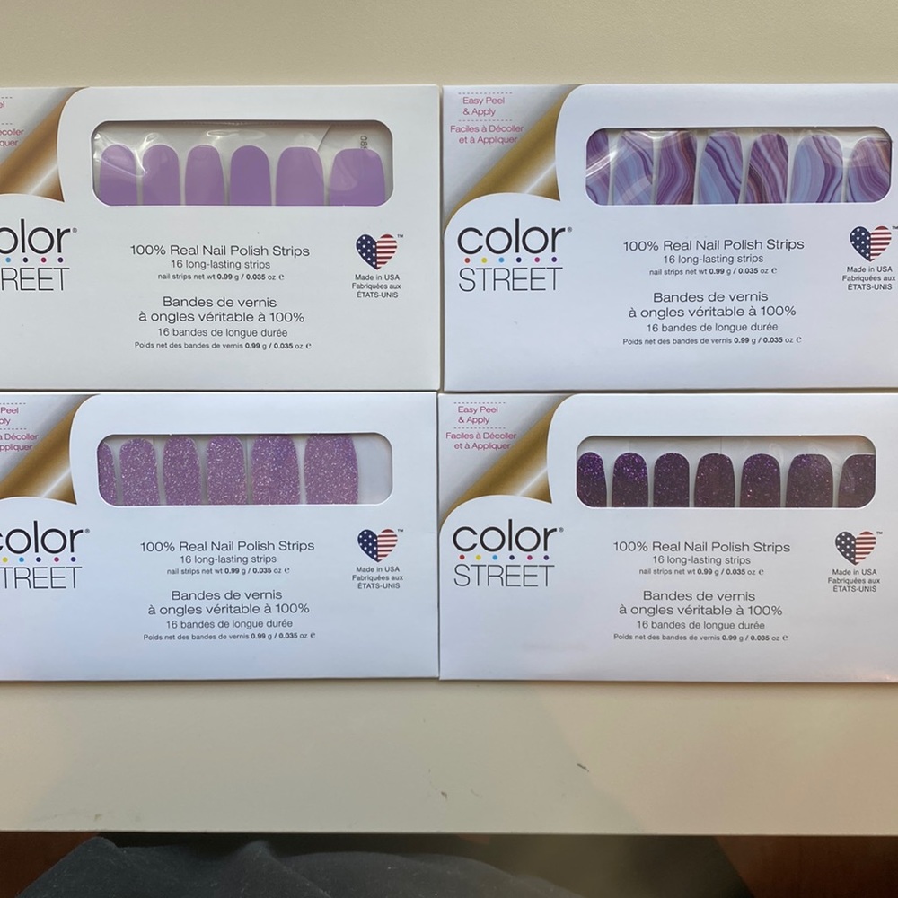 Color street brand new in original packaging! Four shades of purple.